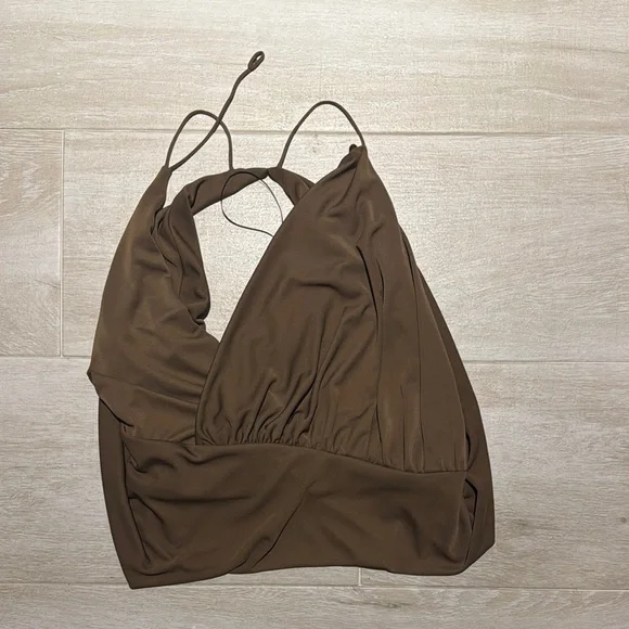 Zara brown draped top - Picture 3 of 4